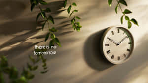 Time Concept Wall Clock Shadow Leaves Wallpaper