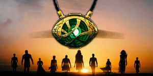 Time Stone Pendantand Silhouettesat Sunset Wallpaper