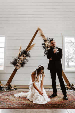 Timeless Elegance - A Black And White Wedding Wallpaper