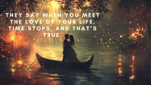 Timeless Love Quote Canoe Romance Wallpaper