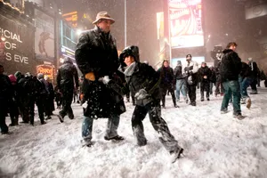 Times Square Snowball Fight Wallpaper