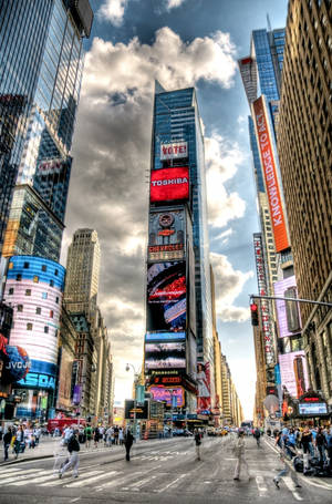 Times Square Thick Clouds Wallpaper