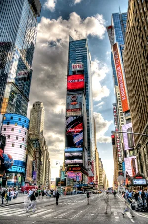 Times Square Thick Clouds Wallpaper