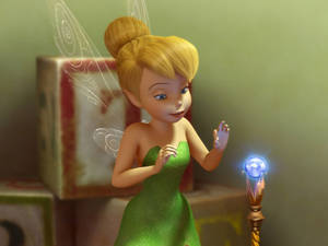 Tinker Bell With A Crystal Staff Wallpaper