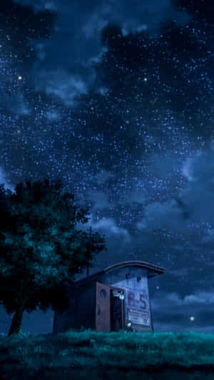 Tiny Cottage Under The Night Sky Elegant Iphone Wallpaper