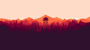 Tiny House In A Forest As A Minimalist Nature Wallpaper