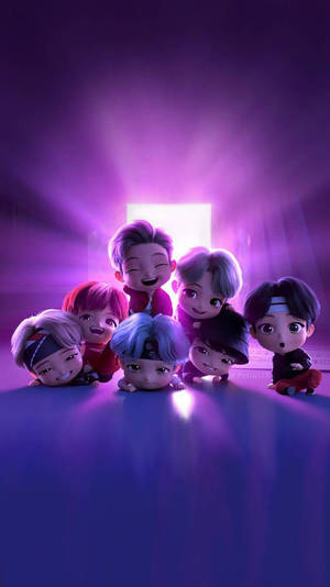 Tiny Tan Bts In Purple Room Wallpaper
