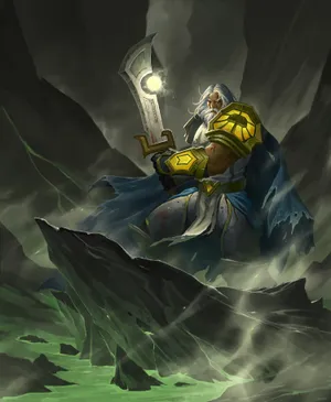 Tirion Fordring Holding Ashbringer Wallpaper