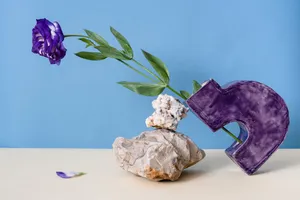 Titled Purple Rose In Purple Vase Wallpaper