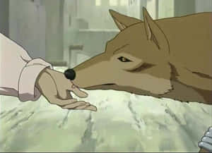 Toboe From Wolf's Rain Howling By A Waterfall Wallpaper