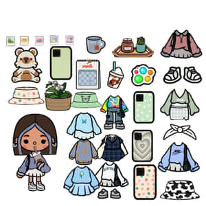 Toca Boca Character Fashionand Accessories Wallpaper