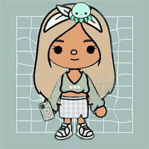 Toca Boca Characterwith Octopus Accessory Wallpaper