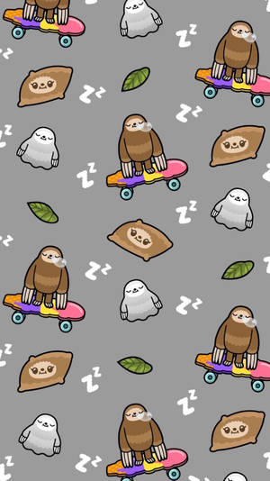 Toca Boca Sloth Patterns Wallpaper