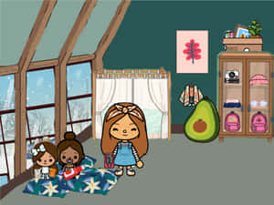 Toca Boca Winter Cabin Scene Wallpaper