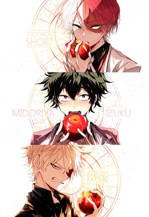 Todoroki Cute Apple Pose With Friends Wallpaper