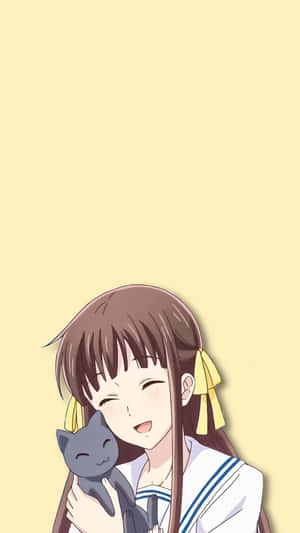 Tohru Honda With Cat Fruits Basket Anime Wallpaper