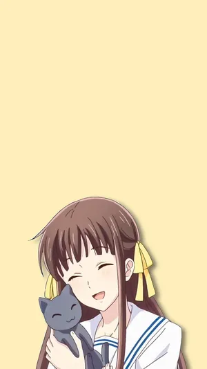 Tohru Honda With Cat Fruits Basket Anime Wallpaper
