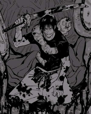 Toji Fushiguro Posing Fiercely On A Striking Background Wallpaper