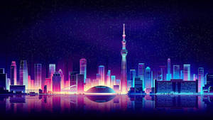 Tokyo City Background Retro Art Wallpaper