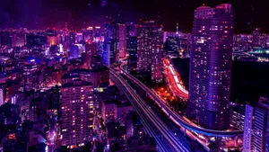 Tokyo Nighttime Cityscape Lights Wallpaper