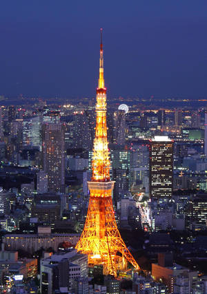 Tokyo Tower Against Tokyo Metropolis Wallpaper