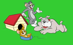 Tom And Jerry Cartoon With Spike Wallpaper