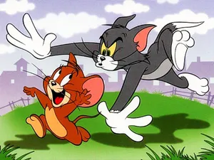 Tom And Jerry Get Into A Classic Slapstick Funny Fight. Wallpaper