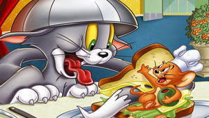 Tom And Jerry Mouse Sandwich Scene Wallpaper