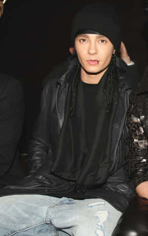 Tom Kaulitz Beanieand Leather Jacket Wallpaper