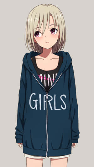 Tomboy Girl Wearing Oversized Hoodie Wallpaper