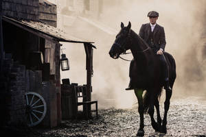 Tommy On A Black Horse Peaky Blinders 8k Wallpaper