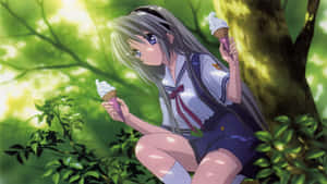 Tomoyo Sakagami In A Peaceful Moment Wallpaper