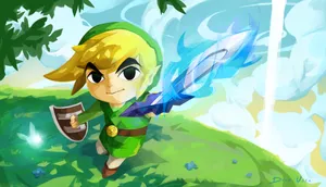Toon Link With His Flaming Sword Wallpaper