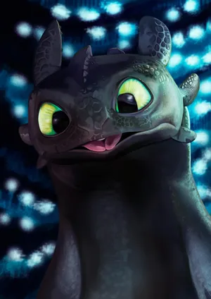 Toothless Night Fury Smiling Wallpaper