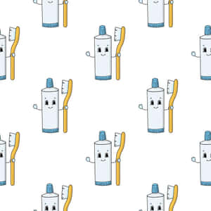 Toothpasteand Brush Pattern Wallpaper