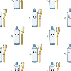 Toothpasteand Brush Pattern Wallpaper