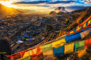 Top View Of The Exquisite Potala Palace In Lhasa Wallpaper