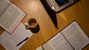 Top View Study Aesthetic Desk Wallpaper