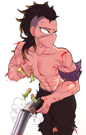 Topless Genya With Shotgun Wallpaper