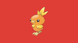 Torchic Illustration On Red Background Wallpaper