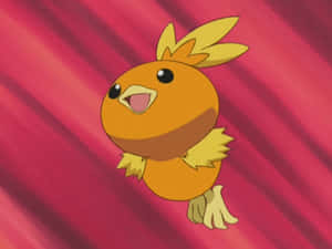 Torchic Jumping With Red Background Wallpaper