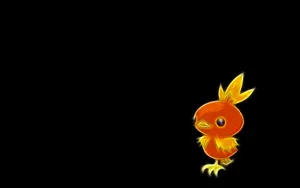 Torchic Neon Illustration On Black Background Wallpaper