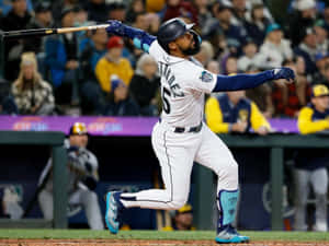 Toronto Blue Jays' Star Player Teoscar Hernandez In Action. Wallpaper