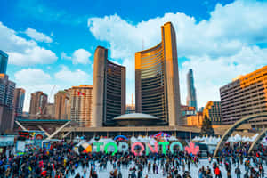 Toronto City Hall Nathan Phillips Square Winter Wallpaper