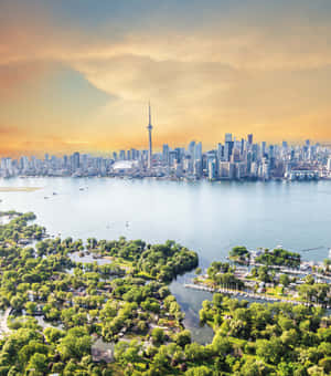 Toronto_ Islands_ Sunset_ View Wallpaper