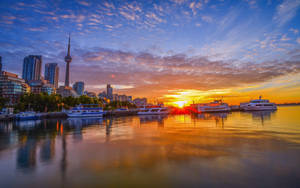 Toronto Lake With Sunset View Wallpaper