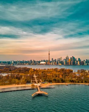 Toronto Skyline From Islands Dusk Wallpaper