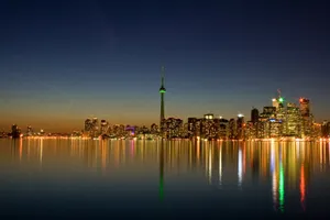 Toronto Skyline Night Reflection Wallpaper