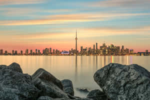 Toronto Skyline Sunset View Wallpaper