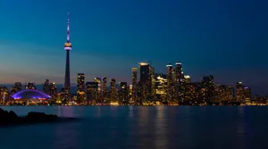 Toronto Skyline Twilight View Wallpaper